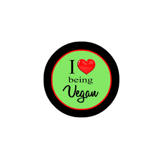 I Love being Vegan Pinback Badge 2.25-inch