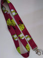 Maroon cartoon lanyard keychain holder with metal clip and key ring