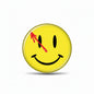 Watchmen Bloody Smile Pinback Button 2.25-inch pinback button, yellow smiley face with red dripping teeth and black eyes