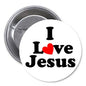 Religious pinback button with Live Jesus text and red heart