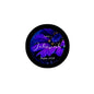 2.25-inch pinback button with black rim, purple blue text 'Love Jehovah' and 'Psalm 143:8'