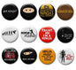 Set of ninja pinback buttons with humorous text and illustrated characters, 10-pack