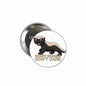 Honey badger pinback button with cartoon animal and 'Honey Badger Don't Care' text