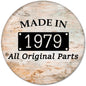 2.25-inch round pinback button with 'MADE IN 1979' and 'All Original Parts' text