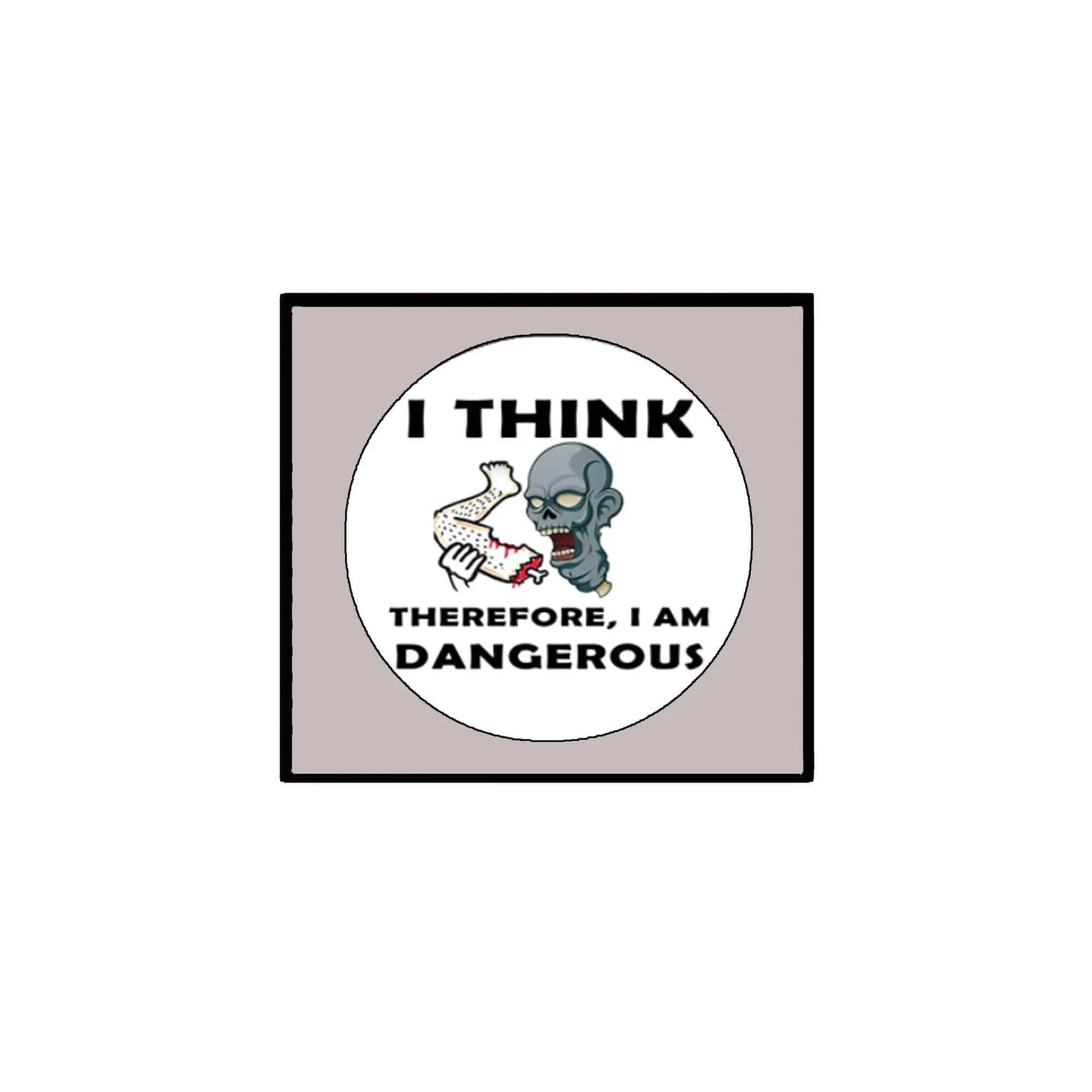 2.25-inch pinback button with circular alien graphic and text “I am dangerous”
