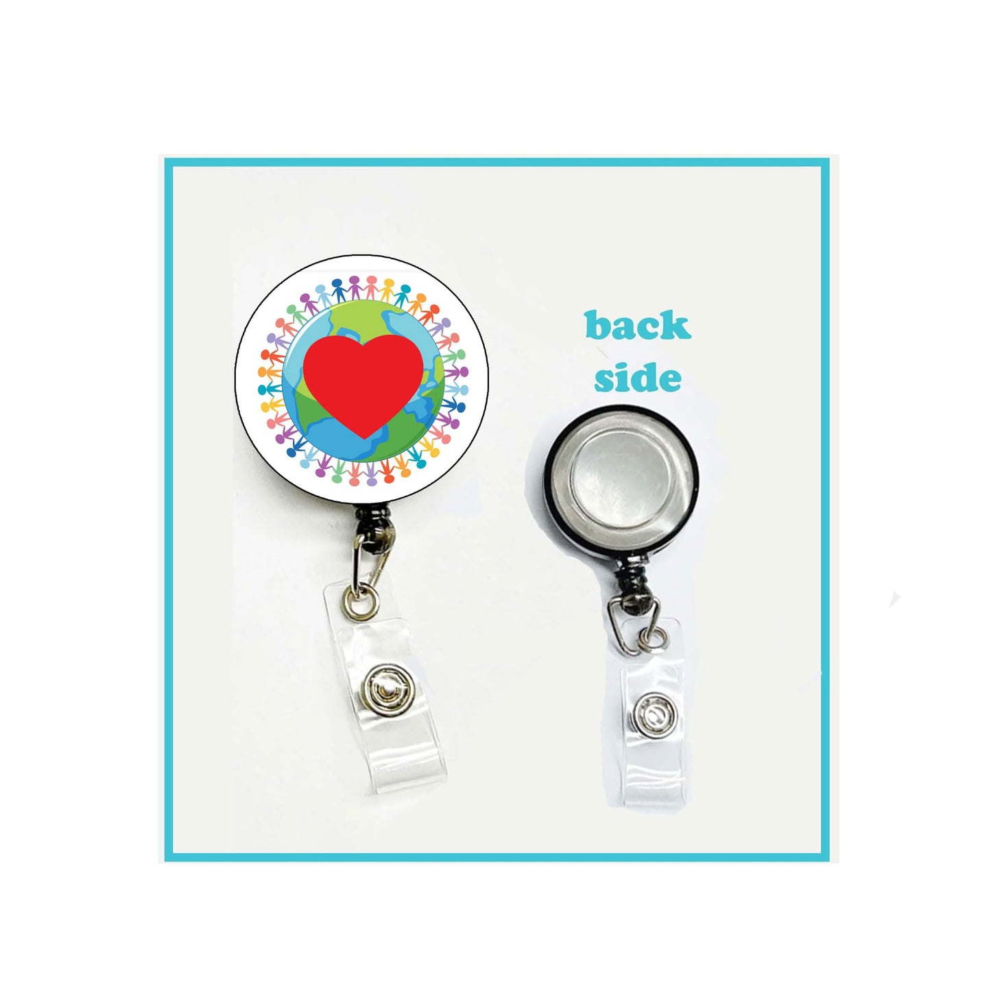 Earth Symbol Badge Reels Cute Felt Retractable Badge Reels Themed Badge Holders Gift for Nurses Doctors ID Badges Name Cards Lanyards Holidays 1.45"