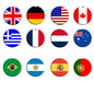 Country flag pin set with 12 round enamel pins, assorted flags