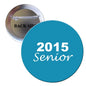 Blue Senior class pinback button, 2.25-inch, “2015 Senior” text