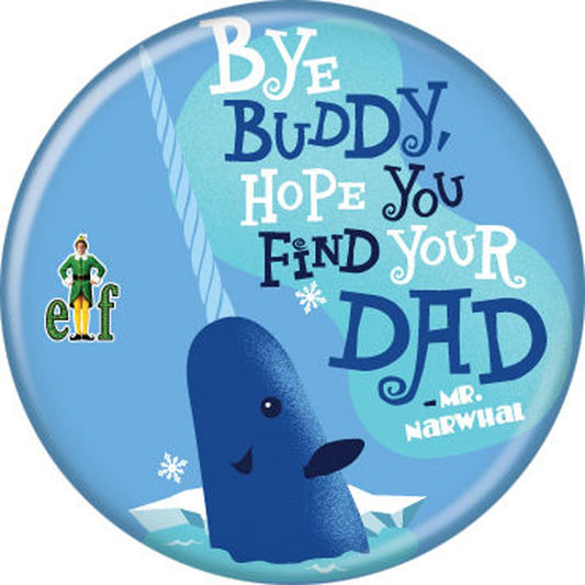 Ata-Boy Elf Bye Buddy Narwhal Blue Pin
