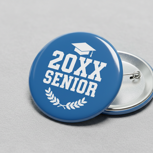20XX Senior Blue Pinback 2.25-inch Customize the year