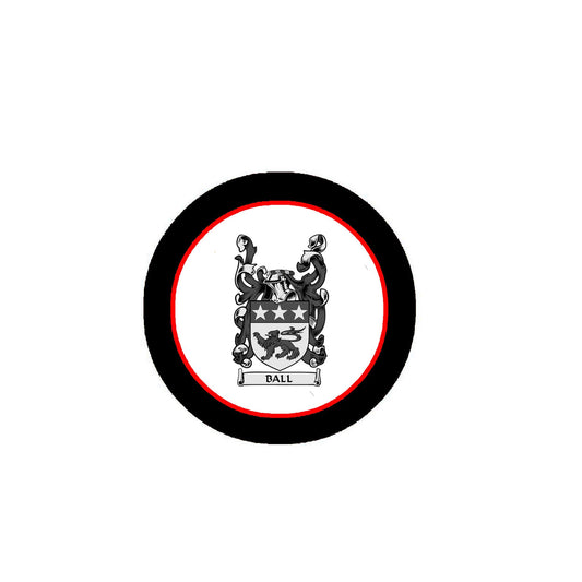 Ball Family Crest 3" Coat of Arms Fridge Round Magnet