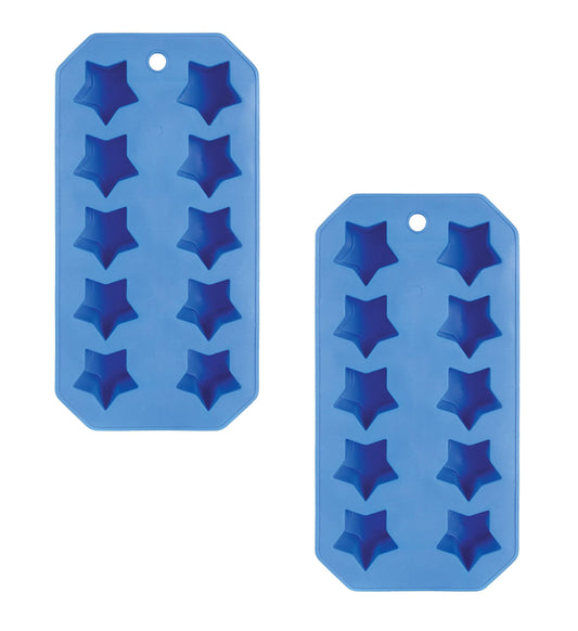 6.5 Oz Patriotic Star Shaped Ice Cube Molds Tray (Pack of 2) Perfect For Ice Cubes, Chocolate Melt Molds & Candy Melt Molds, 4th of July Fun Decor for family