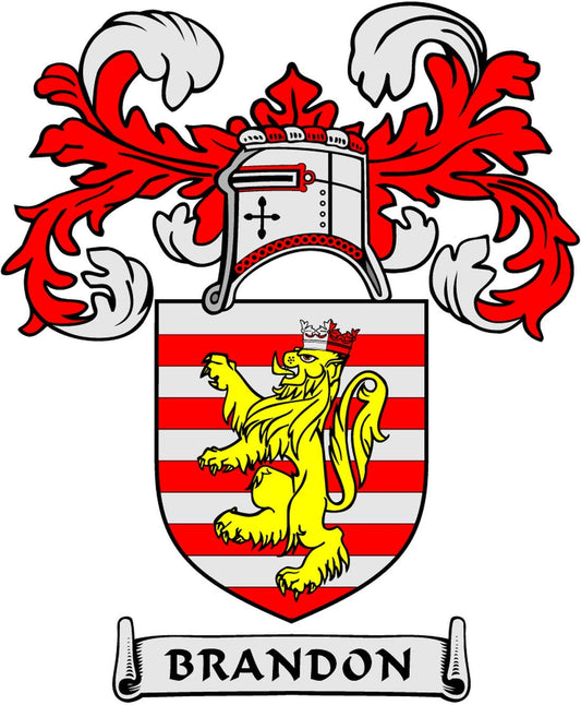 Brandon Family Crest 3" Coat of Arms Fridge Round Magnet