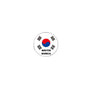 South Korea flag pinback button, round white with blue-red Taegeuk and trigrams