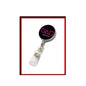 Black retractable badge reel with clear lanyard clip and Squid Game themed top