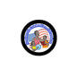 2.25-inch Juneteenth pinback button, circular black border with freedom celebration artwork