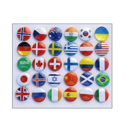 30 Pcs Country Flags Pinback 1.25-inch Default Title