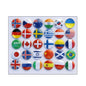 Set of round country flag pinback buttons, colorful enamel style, assorted designs