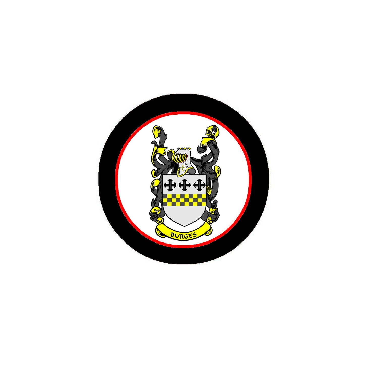 Burges Family Crest 3" Coat of Arms Fridge Round Magnet