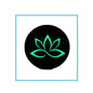 Black felt badge reel with green lotus symbol medallion