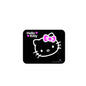 Black Hello mousepad with Hello Kitty face and purple bow graphic