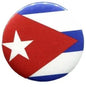 Cuban flag round pin badge with red field, white star, and blue stripes