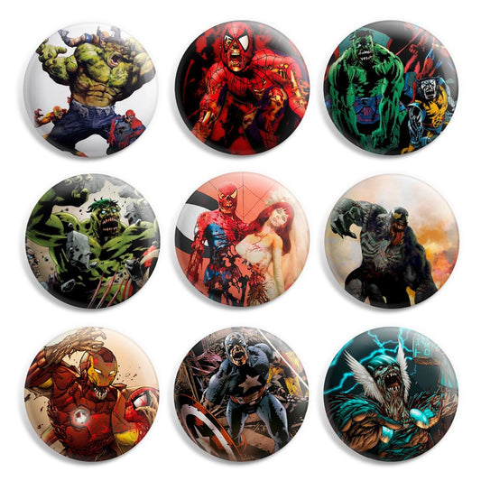 9 Pcs Marval Zombies Pinback 1.25-inch Default Title