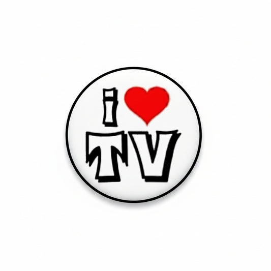 I LOVE T.V. Pinback Button 1.25-inch Pin Badge TV Television Show Emo Default Title