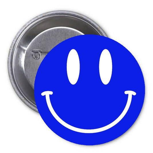 Retro Smiley Blue 1.25-inch Pinback Button Pin Costume Accessory Default Title