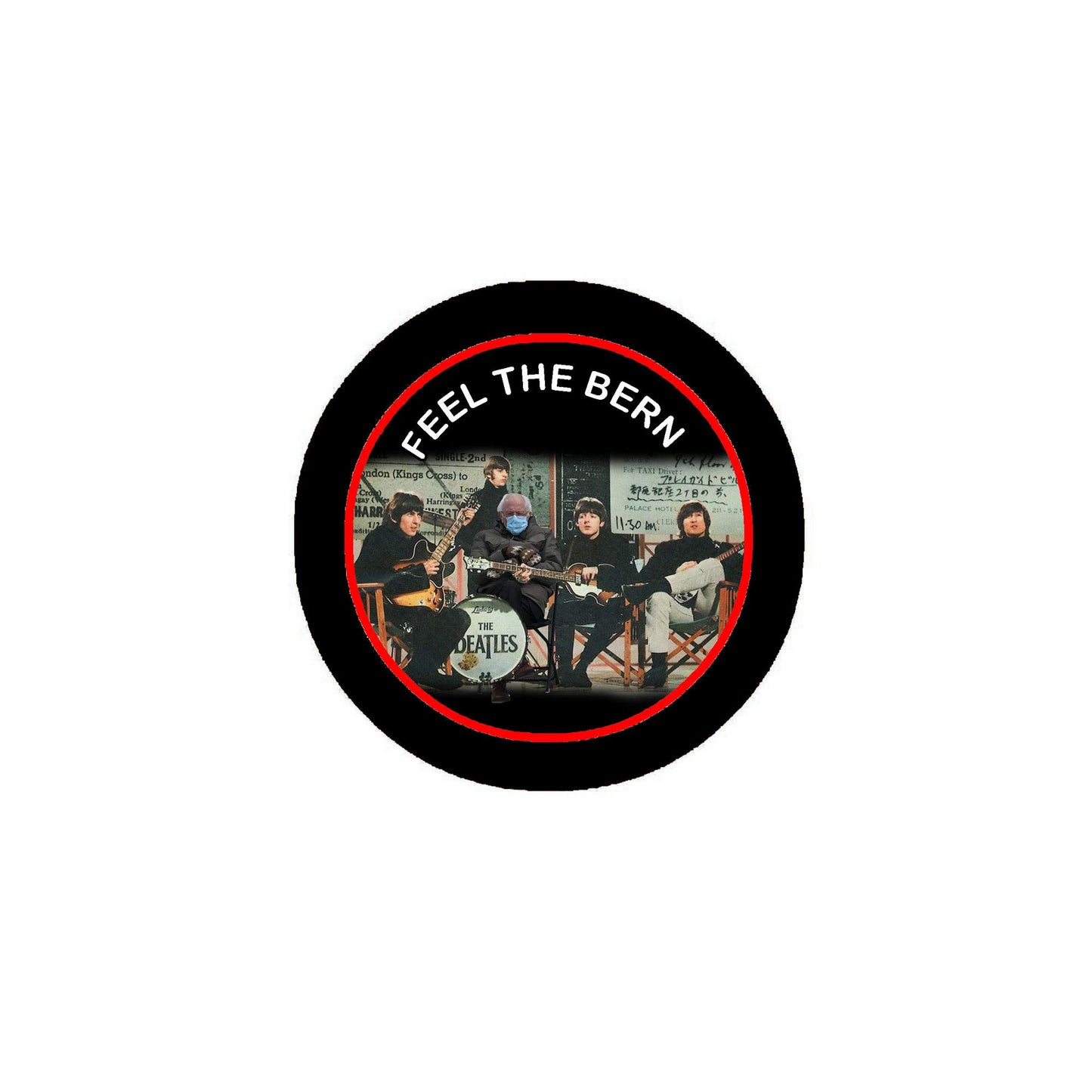 Bernie Mitten with the Beatles 3" Fridge Round Magnet Moment