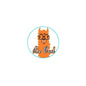 Llama pinback button, orange llama wearing glasses with 'Be Cool' text in a teal circle