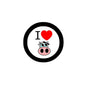 2.25-inch cow pinback button badge with I heart text and cartoon cow face