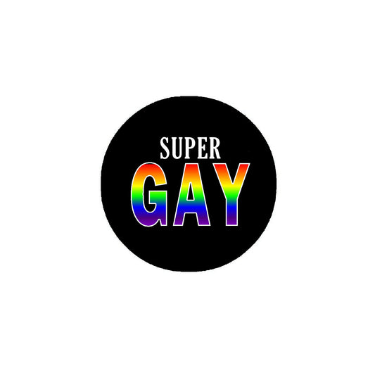 Super Gay Rainbow 2.25" Pinback Pin Back, Button Badge