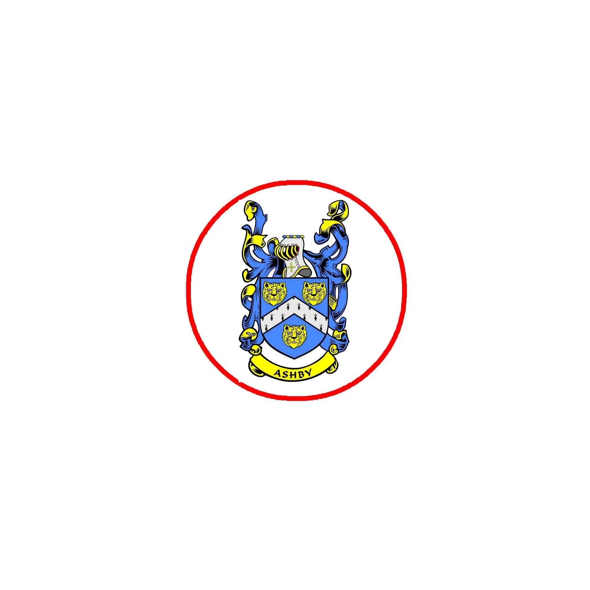 Ashby family crest coat of arms magnet, round 3-inch design