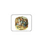 Rounded rectangle mousepad with cartoon animal illustration in blue and beige