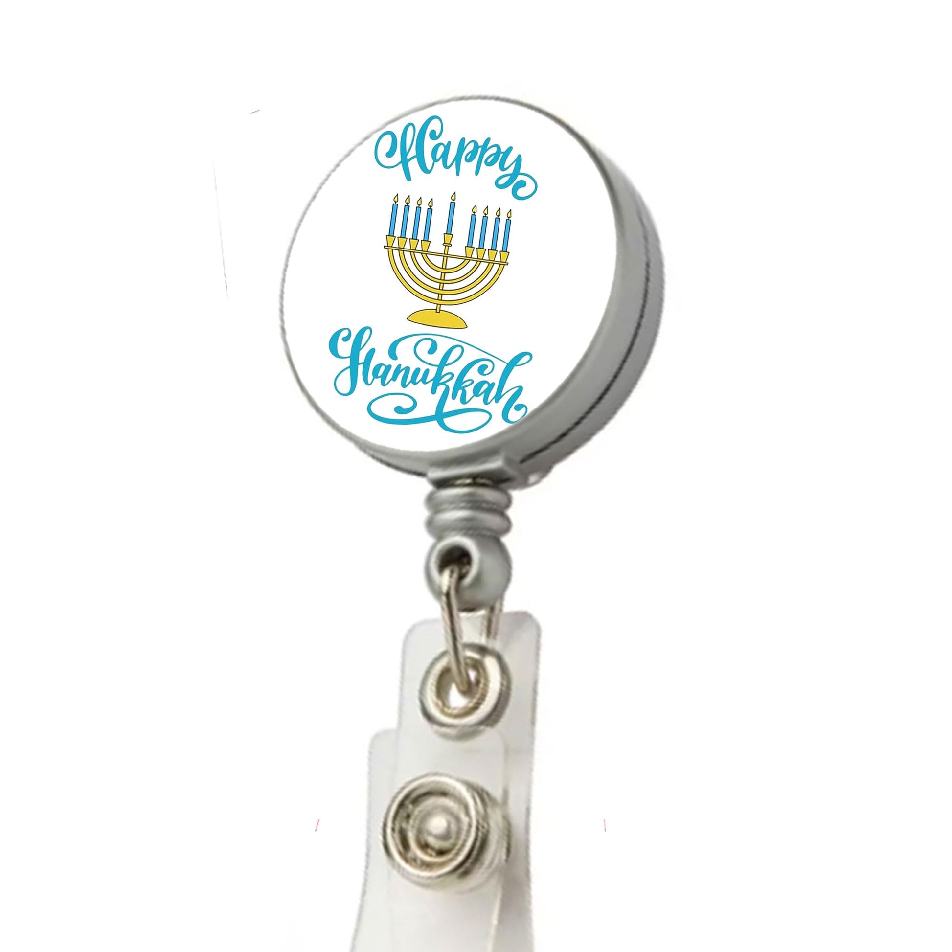 Hanukkah Badge Reels Cute Felt Retractable Badge Reels 1.45-inch White