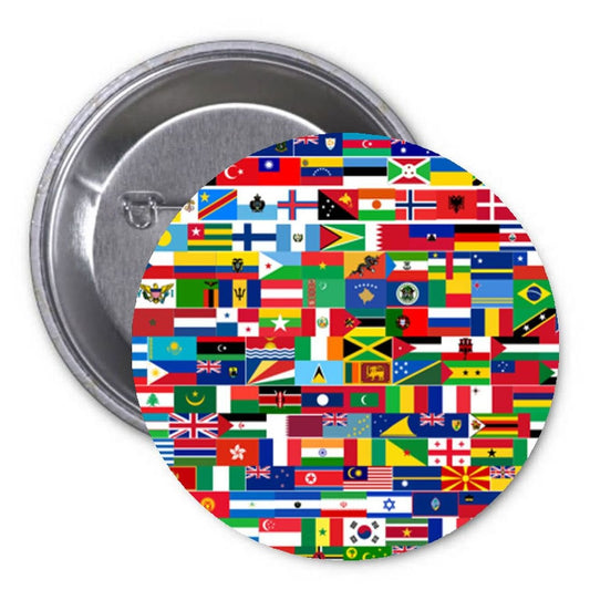 Worldwide Flags 1.25" Pinback Button Pin Country Nationality Pride Union