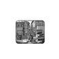 MC Escher black-and-white street scene mousepad, rounded rectangle