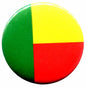 Round enamel pin with green, yellow, and red flag design