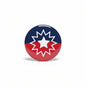 Round Juneteenth flag badge reel face, navy and red with white star emblem
