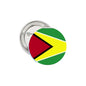 Guyana flag pinback button, 1.25-inch round design with green, gold, and red
