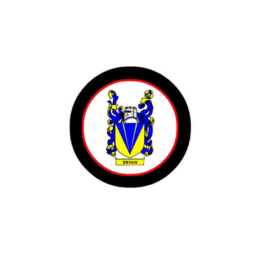 Bryan Family Crest 3" Coat of Arms Fridge Round Magnet
