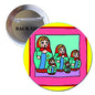 1.25-inch Russian nesting dolls pinback button with colorful framed illustration