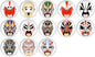 Set of round pinback buttons with Chinese opera mask designs, 1-inch (25mm)