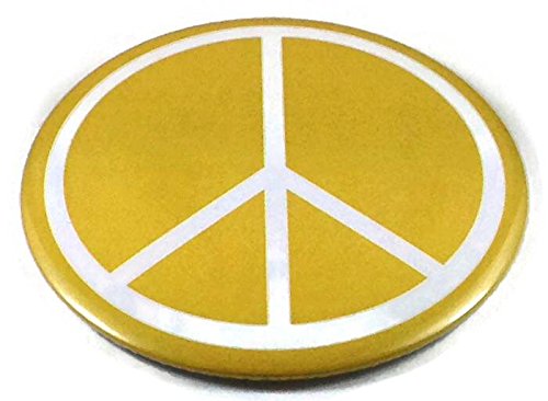 Chic 3 in 1 Peace Sign Yellow Jumbo Badge Button 3.75 Inches