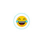 1.25-inch mood emoticon pinback button, yellow smiling face with blue accents