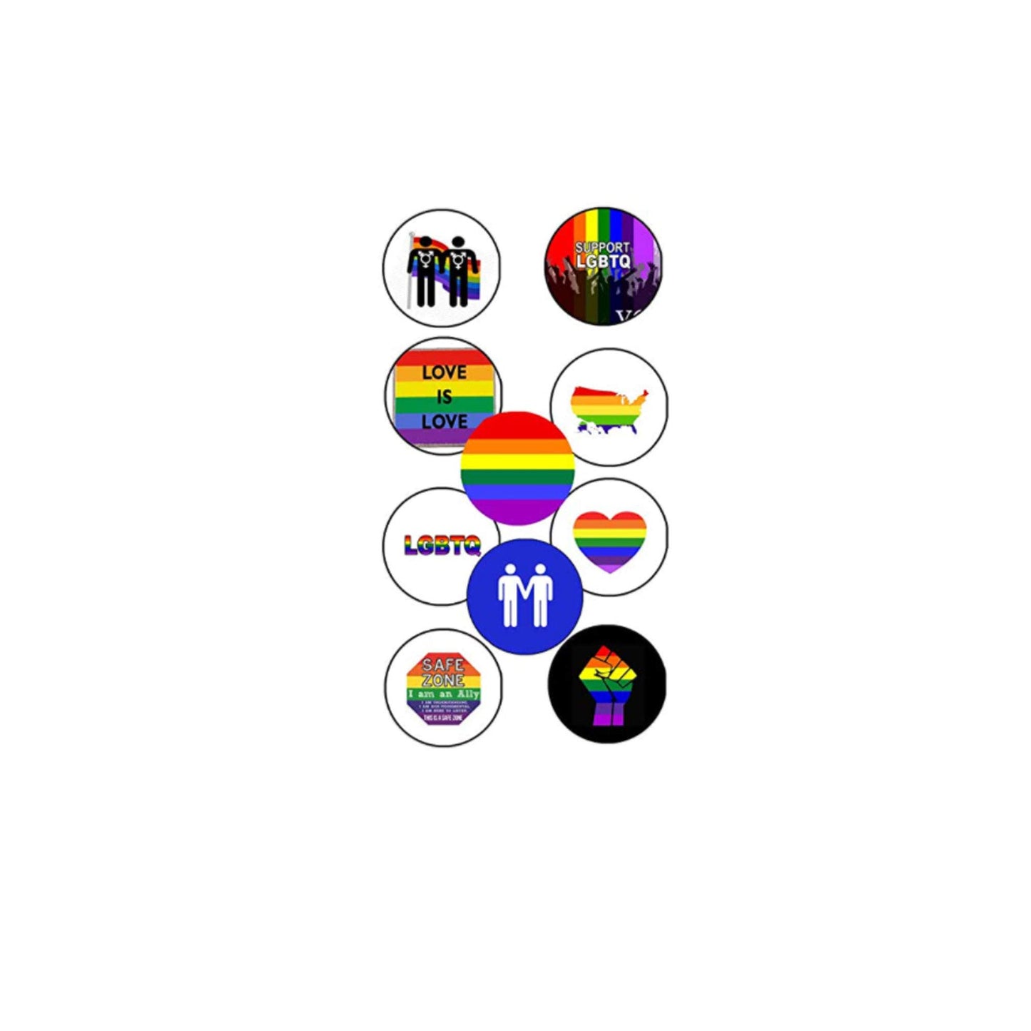 10 Pcs Same Sex Gay Rights Pinbacks Default Title