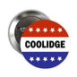 Round stars-and-stripes pinback button with COOLIDGE text and five stars on top/bottom