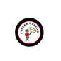 Round 2.25-inch pinback button, black rim, white center with Russian text and soldier icon