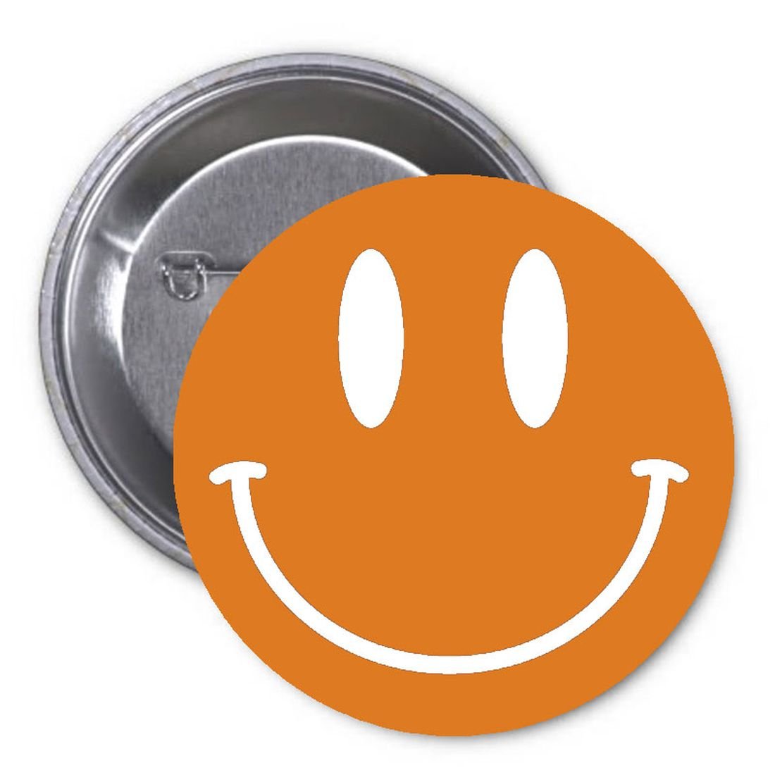 Retro Smiley Face Orange 1.25-inch Pinback Button Pin Default Title